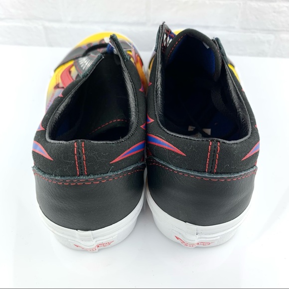 NEW! Vans Old Skool Racer Blk/Red Blue Flame Leather Shoes - Picture 16 of 16